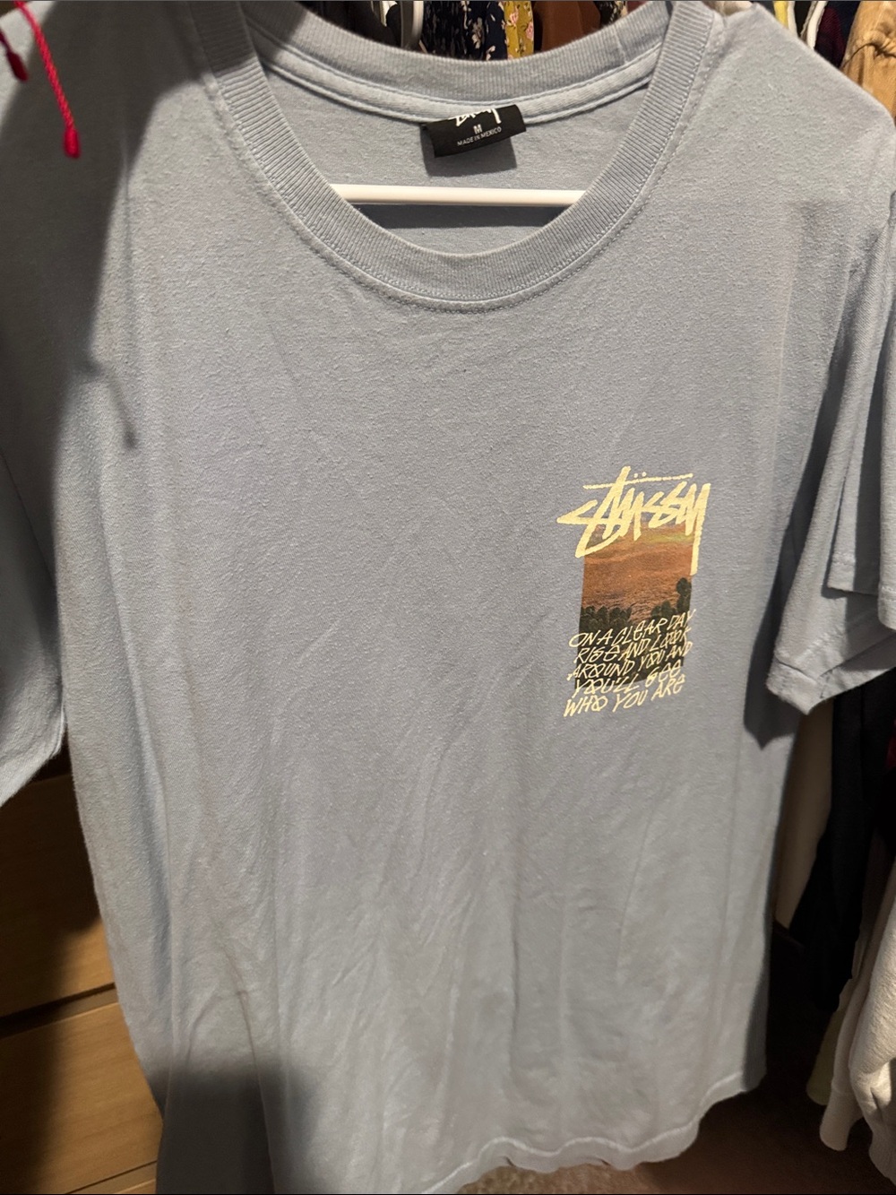 Stussy Light Blue Graphic Crew T‑Shirt